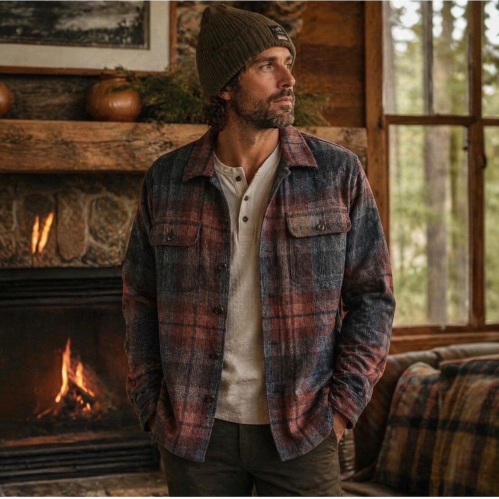 Rails Viggo Shirt Jacket Small Rust Charcoal Plaid Wool Shacket Button Front